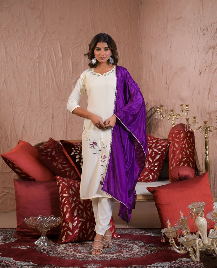 Designer Salwar Kameez Set for Women with Chinon Dupatta