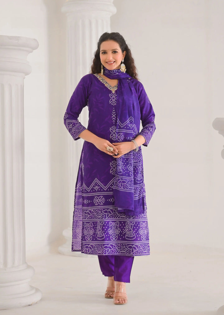 Stylish Viscose Chanderi Salwar Kameez with Muslin Dupatta for Festive Wear