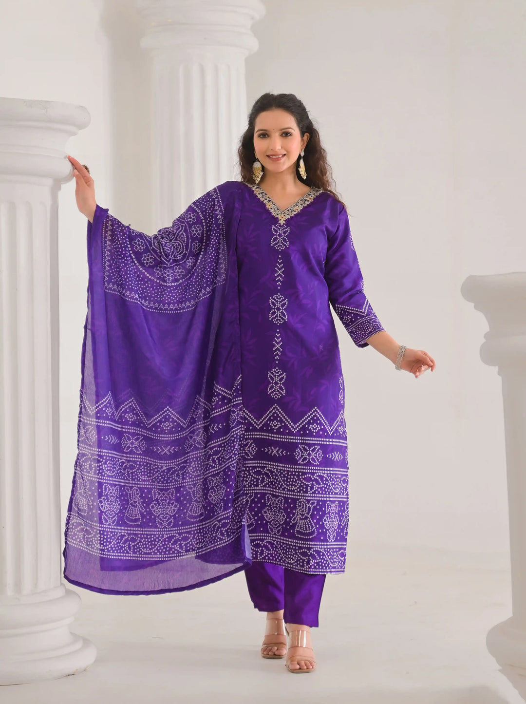 Stylish Viscose Chanderi Salwar Kameez with Muslin Dupatta for Festive Wear