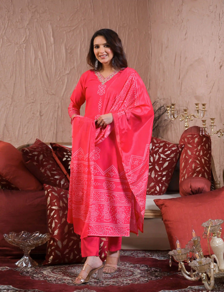 Stylish Viscose Chanderi Salwar Kameez with Muslin Dupatta for Festive Wear