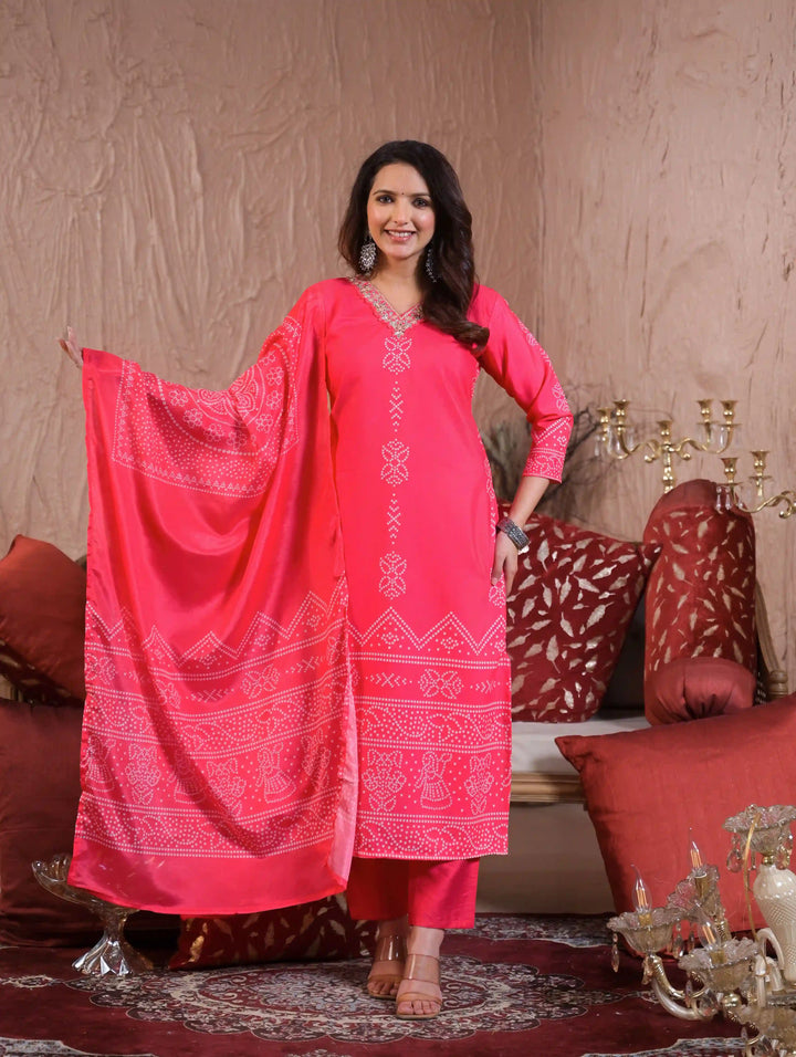 Stylish Viscose Chanderi Salwar Kameez with Muslin Dupatta for Festive Wear