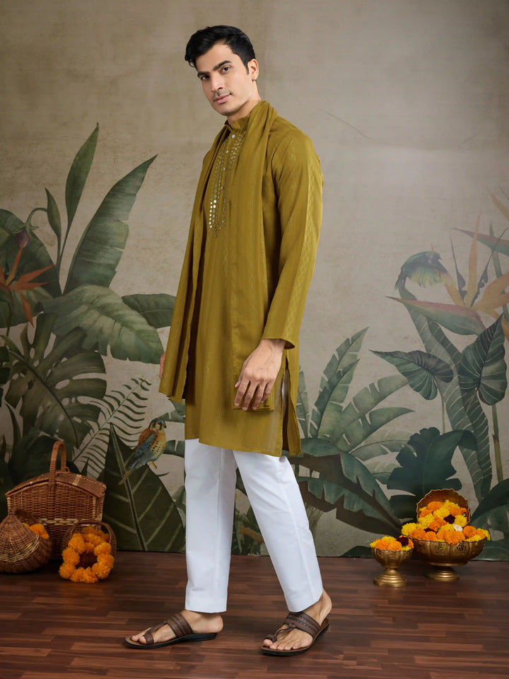 Designer Readymade Kurta with Dupatta in Mirror Embroidery For Festive Wear