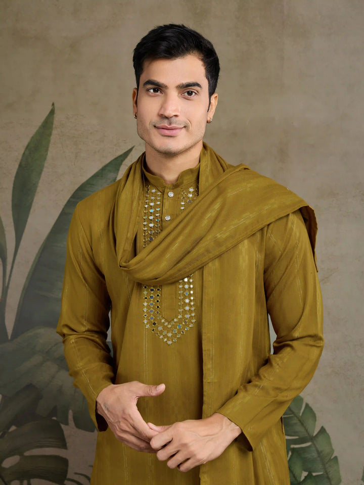 Designer Readymade Kurta with Dupatta in Mirror Embroidery For Festive Wear