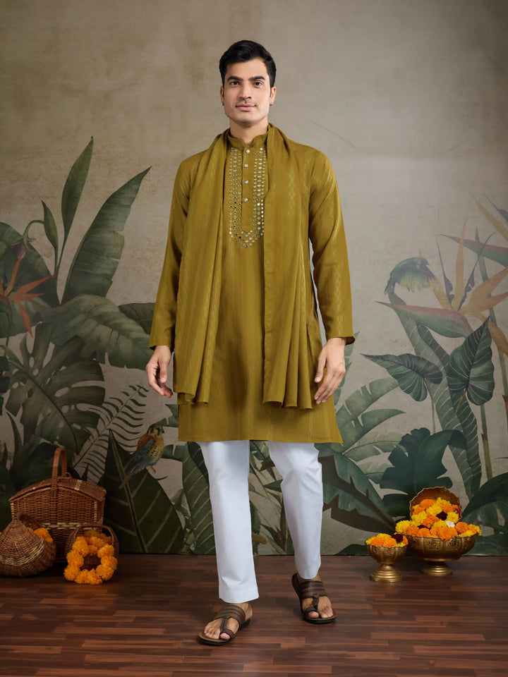Designer Readymade Kurta with Dupatta in Mirror Embroidery For Festive Wear
