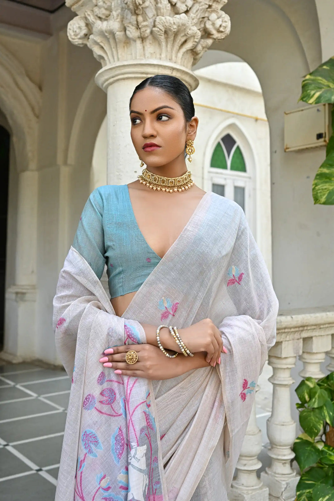 Muga Cotton Saree with Floral Weaving Designer Saree for Women