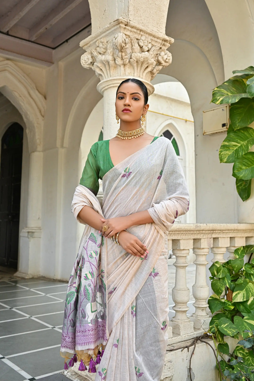 Muga Cotton Saree with Floral Weaving Designer Saree for Women