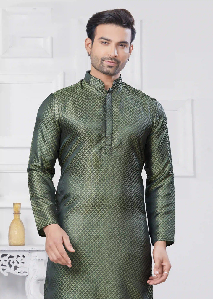 Designer Men’s Jacquard Kurta & Cotton Pathani Pajama Set