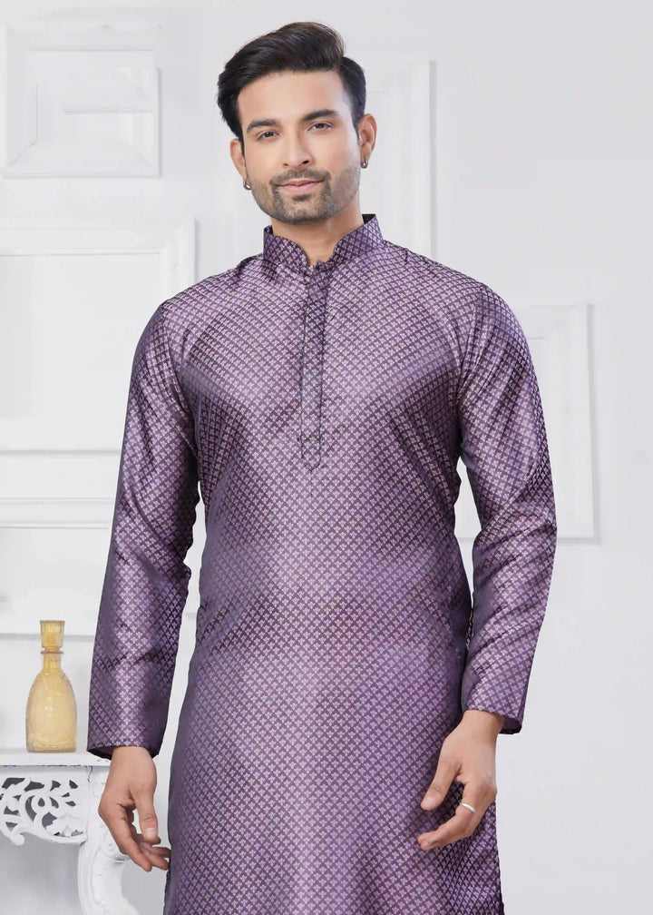 Designer Men’s Jacquard Kurta & Cotton Pathani Pajama Set