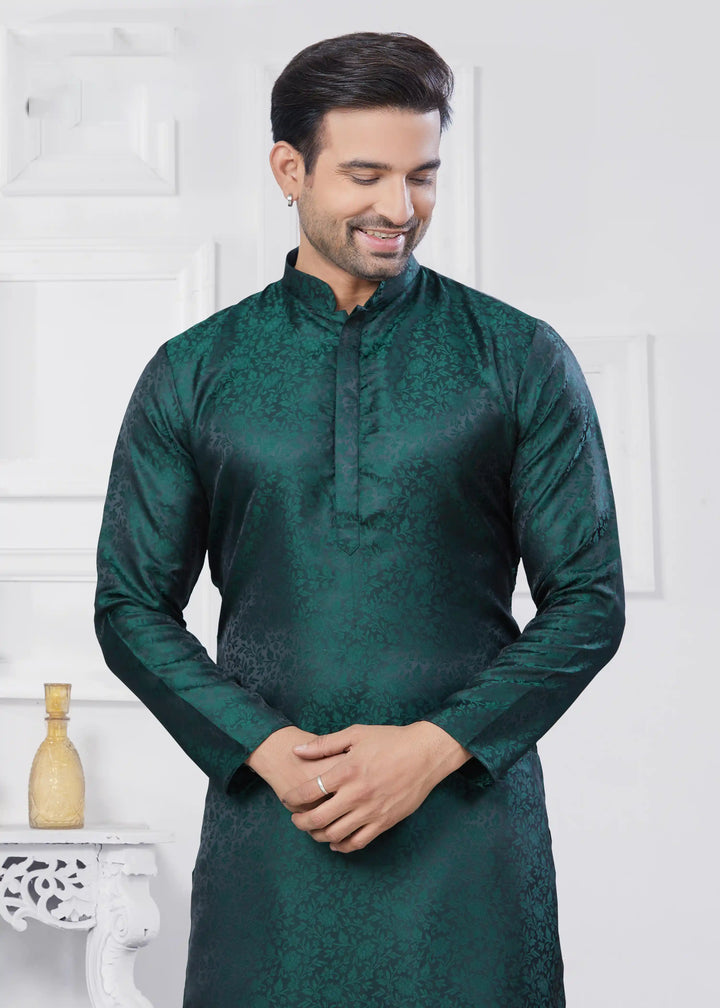 Festive Jacquard Silk Kurta Set with Pathani Pajama for Men