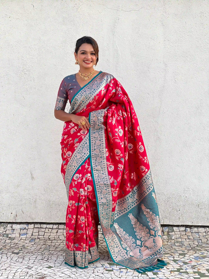 Royal Banarasi Silk Saree with Meenakari Weaving Design