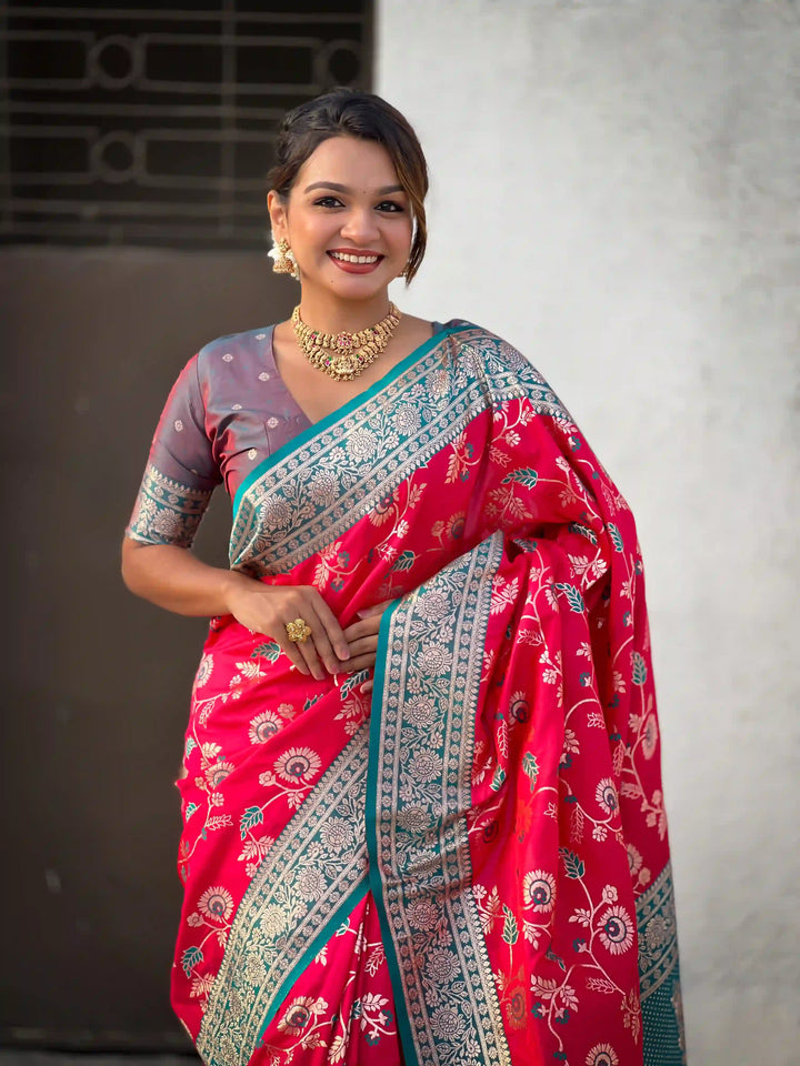 Royal Banarasi Silk Saree with Meenakari Weaving Design