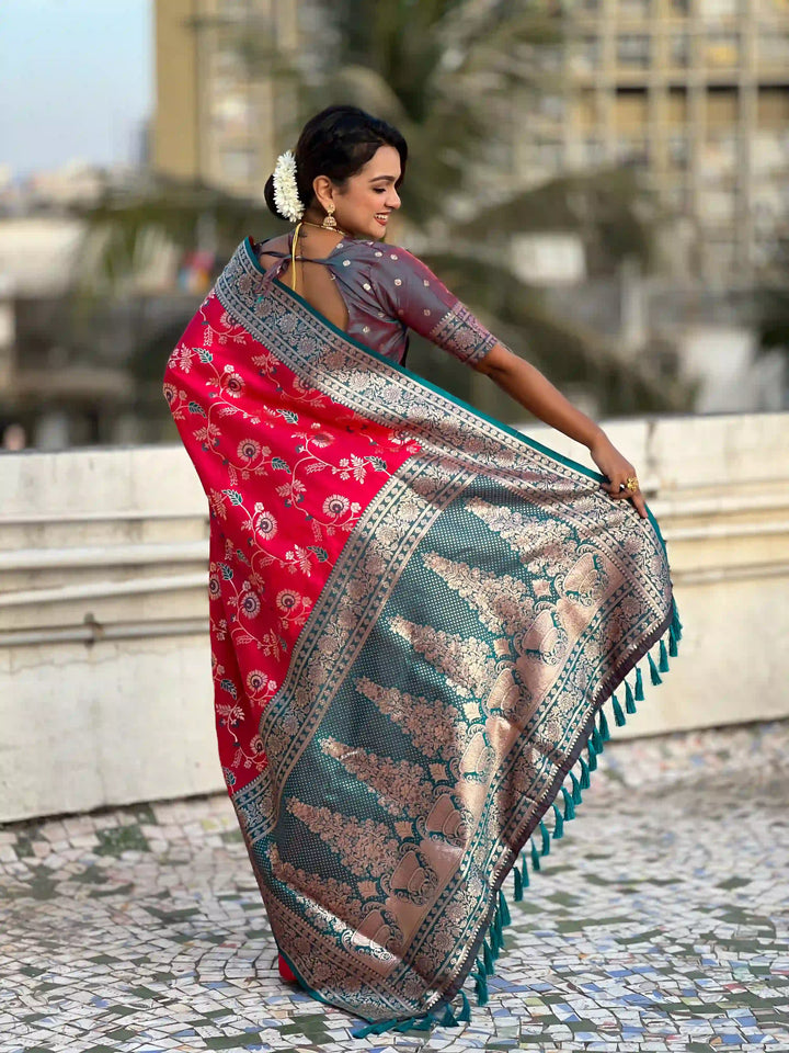 Royal Banarasi Silk Saree with Meenakari Weaving Design