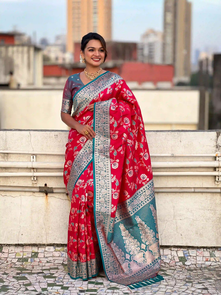 Royal Banarasi Silk Saree with Meenakari Weaving Design
