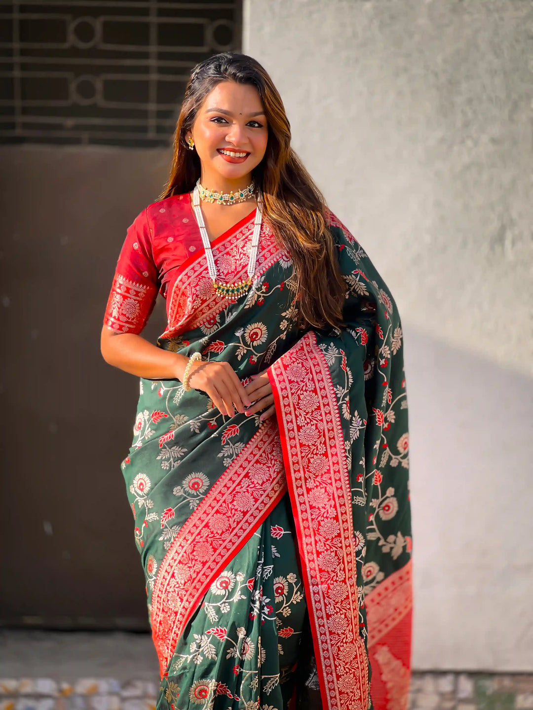 Royal Banarasi Silk Saree with Meenakari Weaving Design