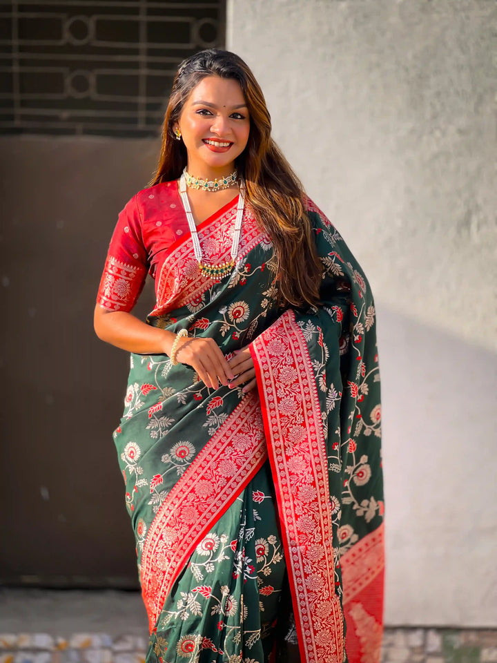 Royal Banarasi Silk Saree with Meenakari Weaving Design