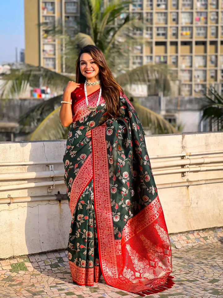 Royal Banarasi Silk Saree with Meenakari Weaving Design