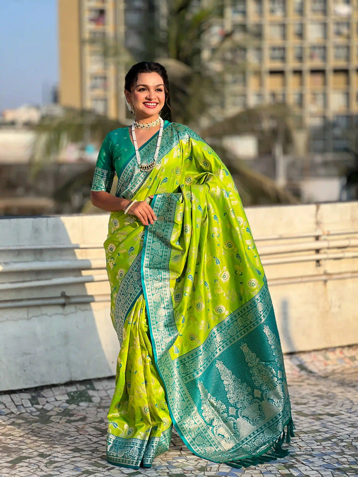 Royal Banarasi Silk Saree with Meenakari Weaving Design