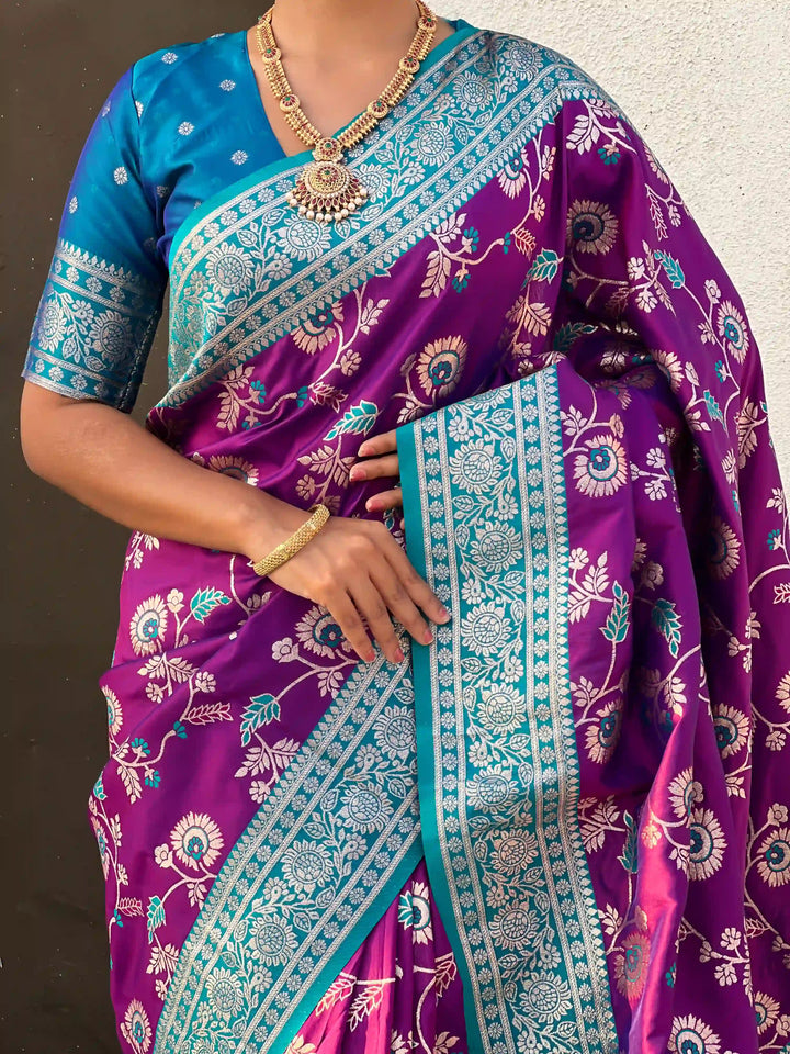 Royal Banarasi Silk Saree with Meenakari Weaving Design