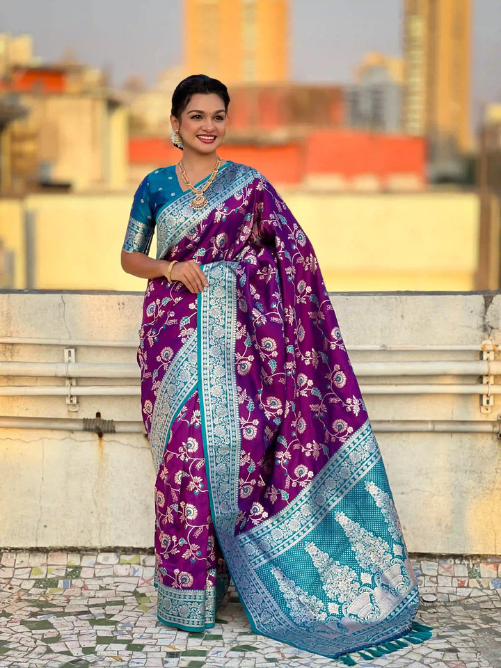 Royal Banarasi Silk Saree with Meenakari Weaving Design