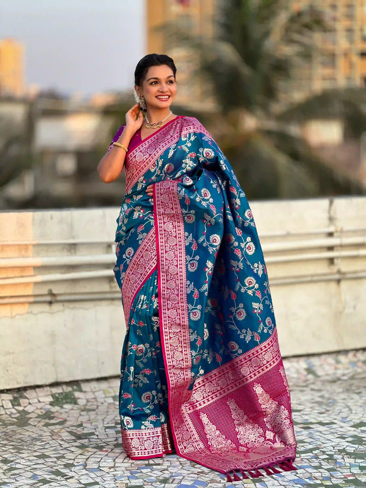 Royal Banarasi Silk Saree with Meenakari Weaving Design
