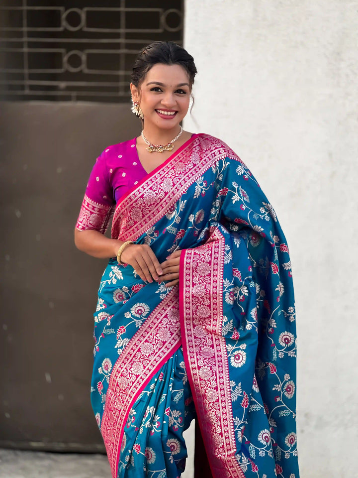 Royal Banarasi Silk Saree with Meenakari Weaving Design