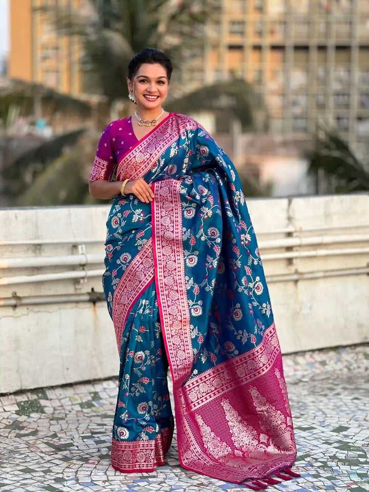 Royal Banarasi Silk Saree with Meenakari Weaving Design