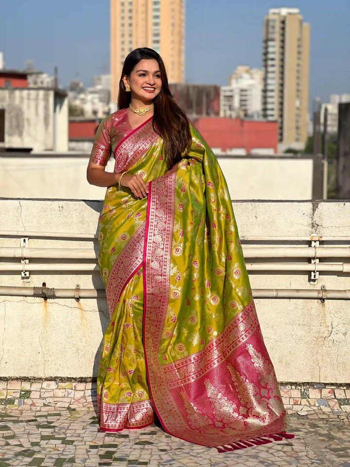 Royal Banarasi Silk Saree with Meenakari Weaving Design