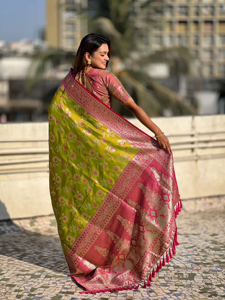 Royal Banarasi Silk Saree with Meenakari Weaving Design