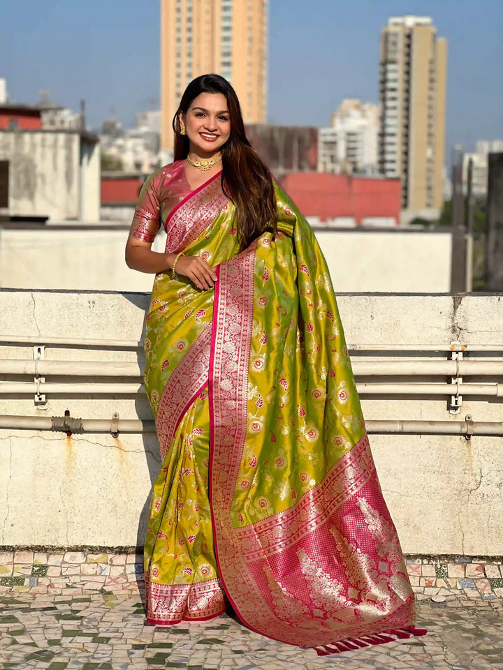 Royal Banarasi Silk Saree with Meenakari Weaving Design