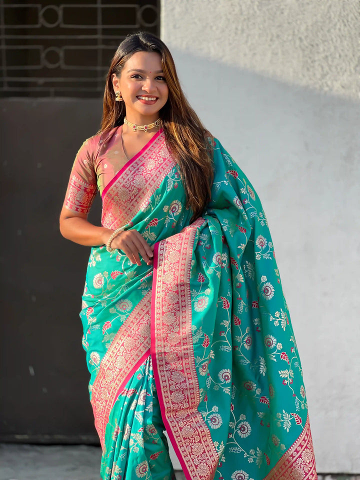 Royal Banarasi Silk Saree with Meenakari Weaving Design