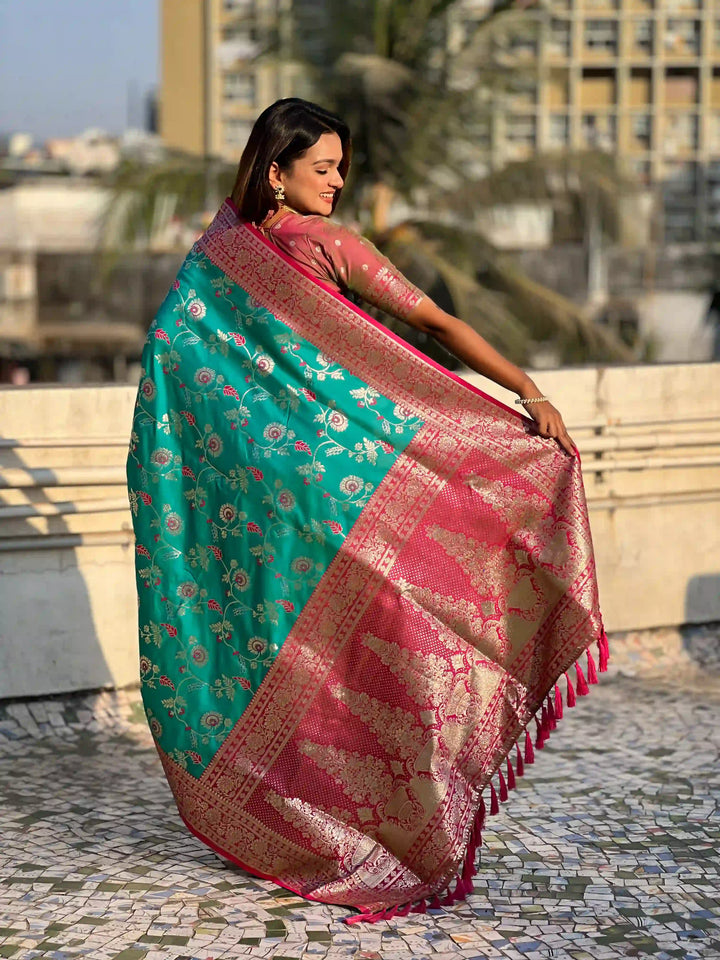 Royal Banarasi Silk Saree with Meenakari Weaving Design