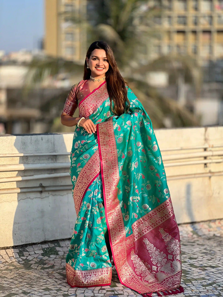 Royal Banarasi Silk Saree with Meenakari Weaving Design