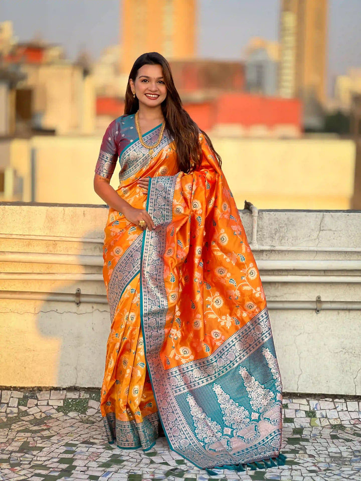 Royal Banarasi Silk Saree with Meenakari Weaving Design