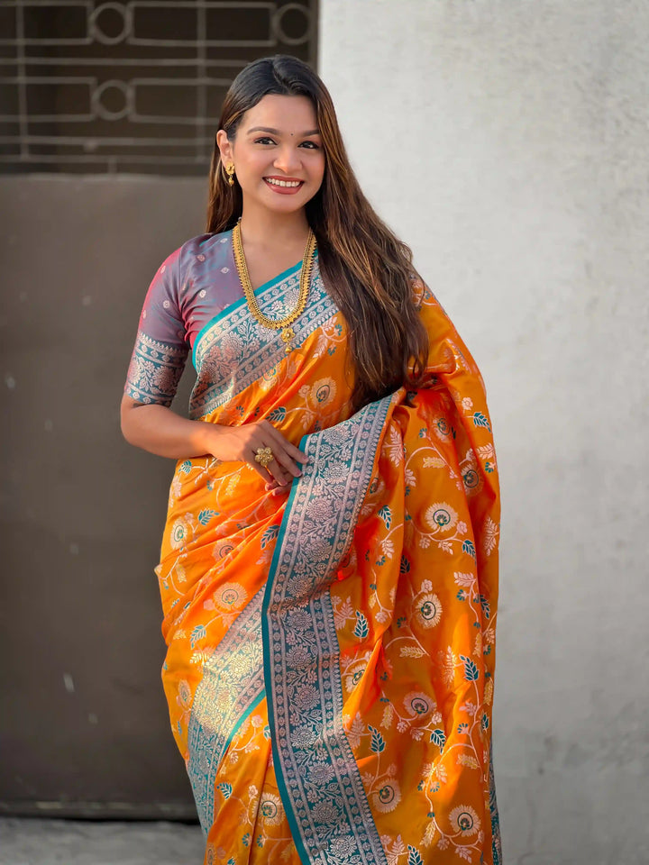 Royal Banarasi Silk Saree with Meenakari Weaving Design