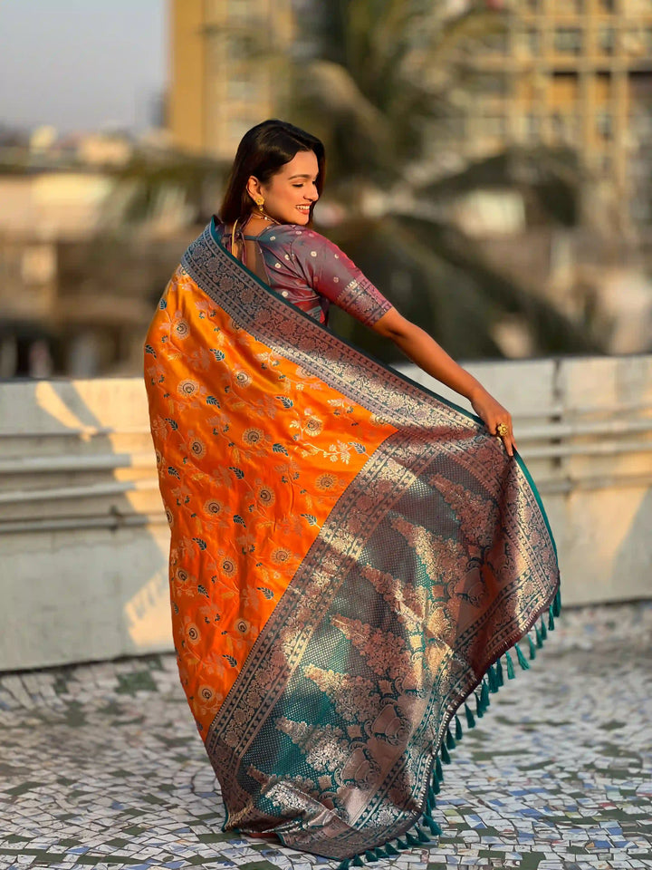 Royal Banarasi Silk Saree with Meenakari Weaving Design