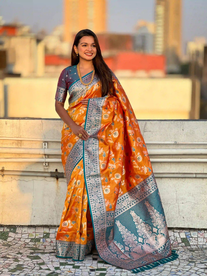 Royal Banarasi Silk Saree with Meenakari Weaving Design