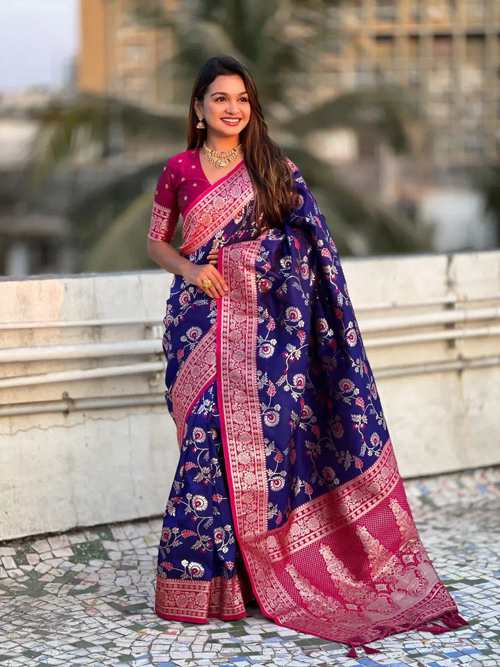 Royal Banarasi Silk Saree with Meenakari Weaving Design