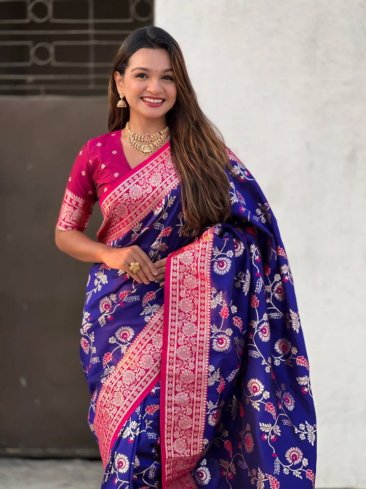 Royal Banarasi Silk Saree with Meenakari Weaving Design