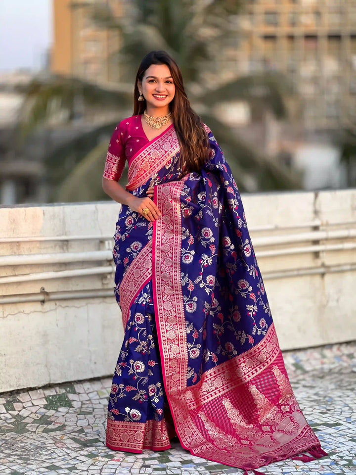Royal Banarasi Silk Saree with Meenakari Weaving Design