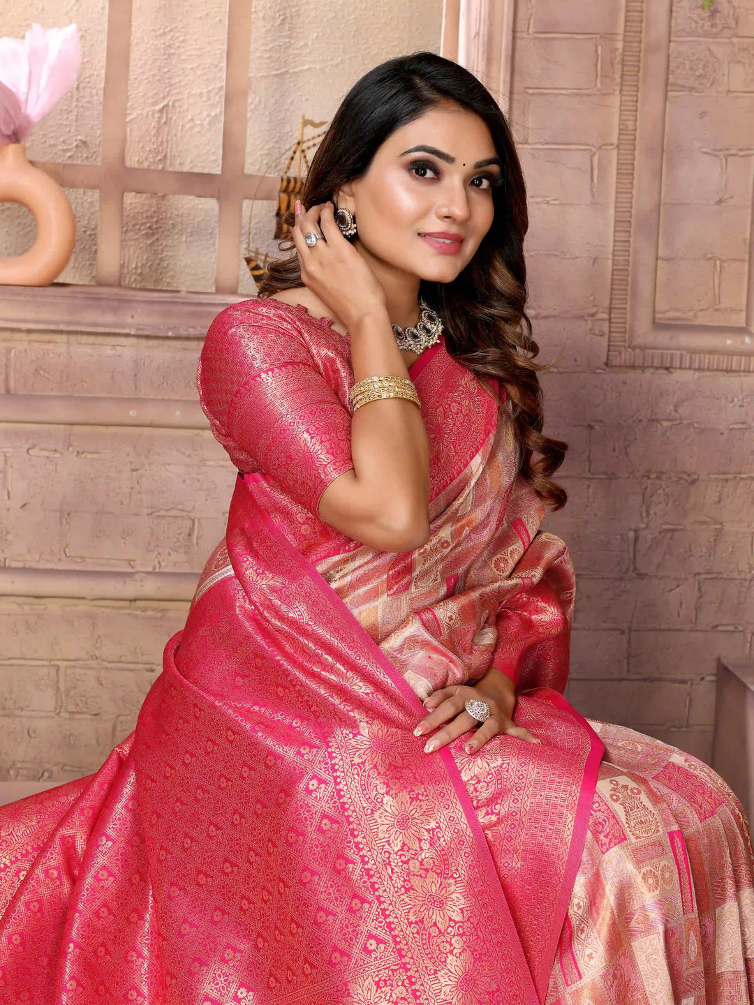 Classic Wevon Work Banarasi Silk Saree for Special Occasions