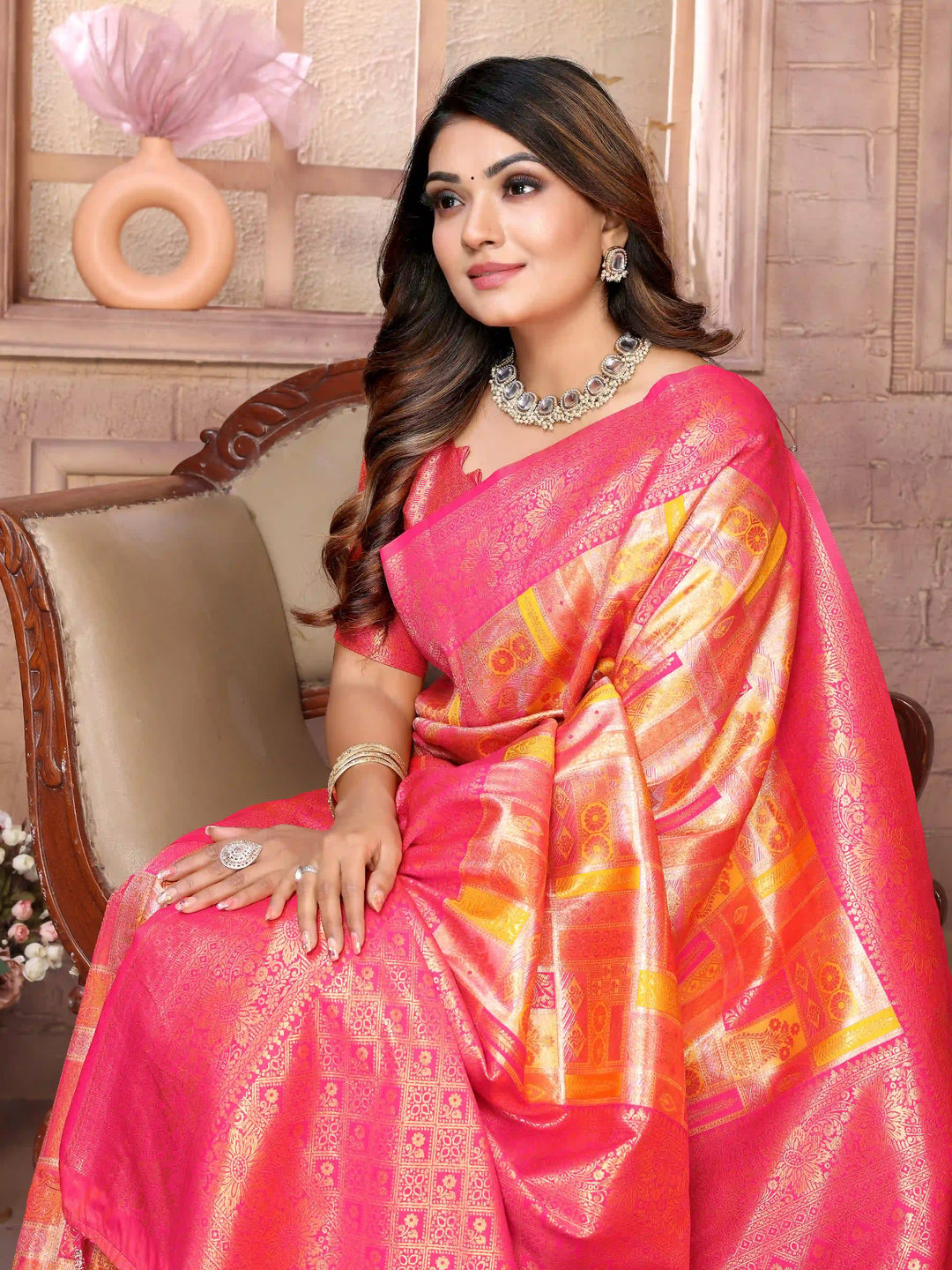 Classic Wevon Work Banarasi Silk Saree for Special Occasions