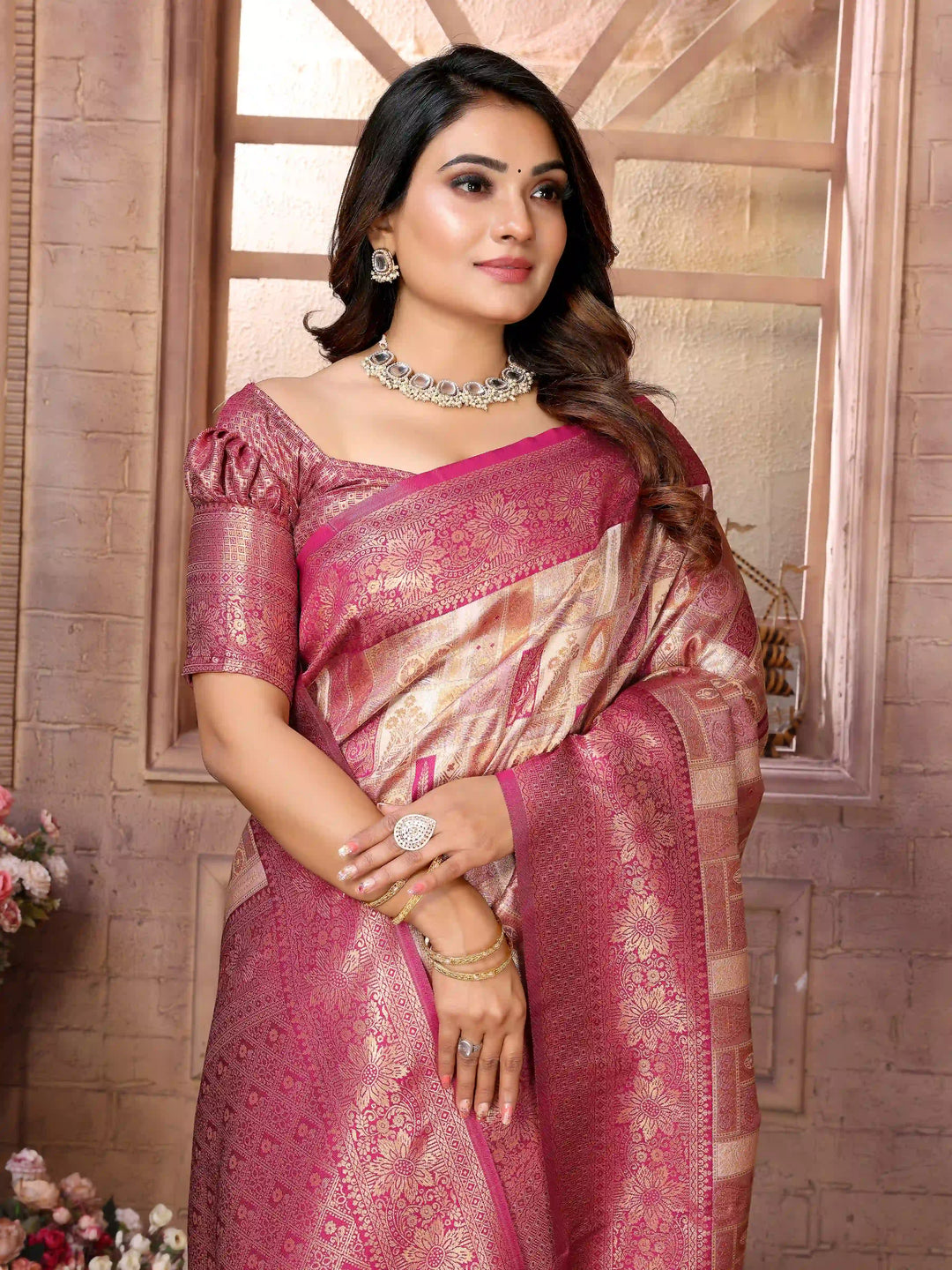 Classic Wevon Work Banarasi Silk Saree for Special Occasions