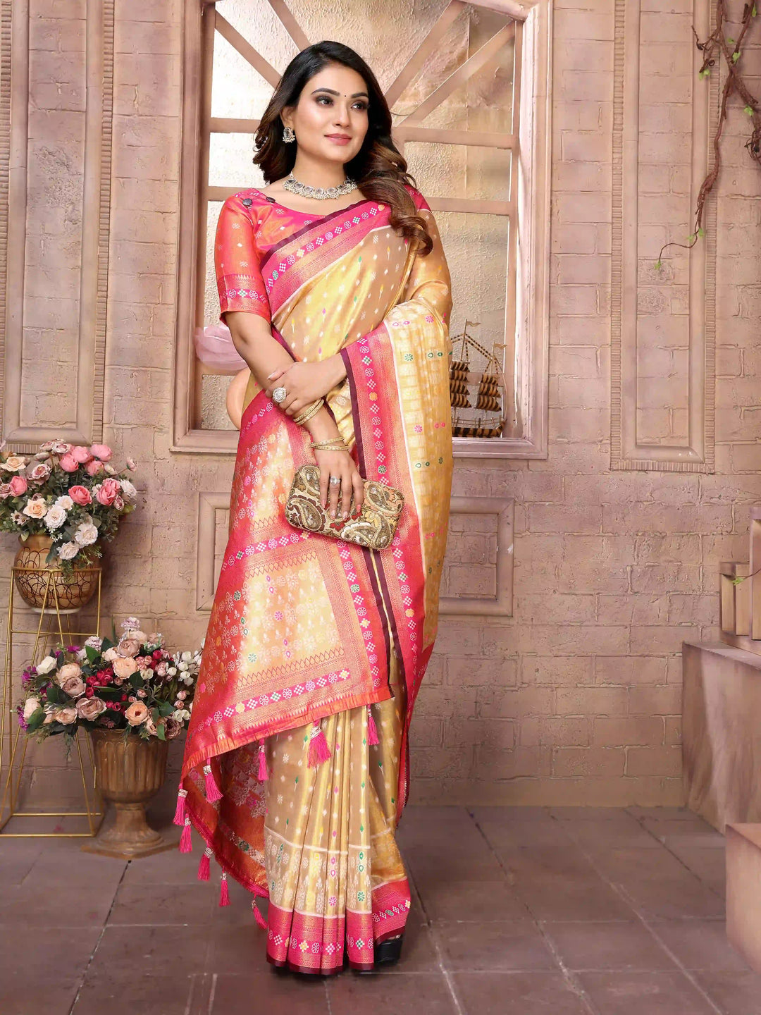 Graceful Patola Wevon Saree in Banarasi Tissue Silk