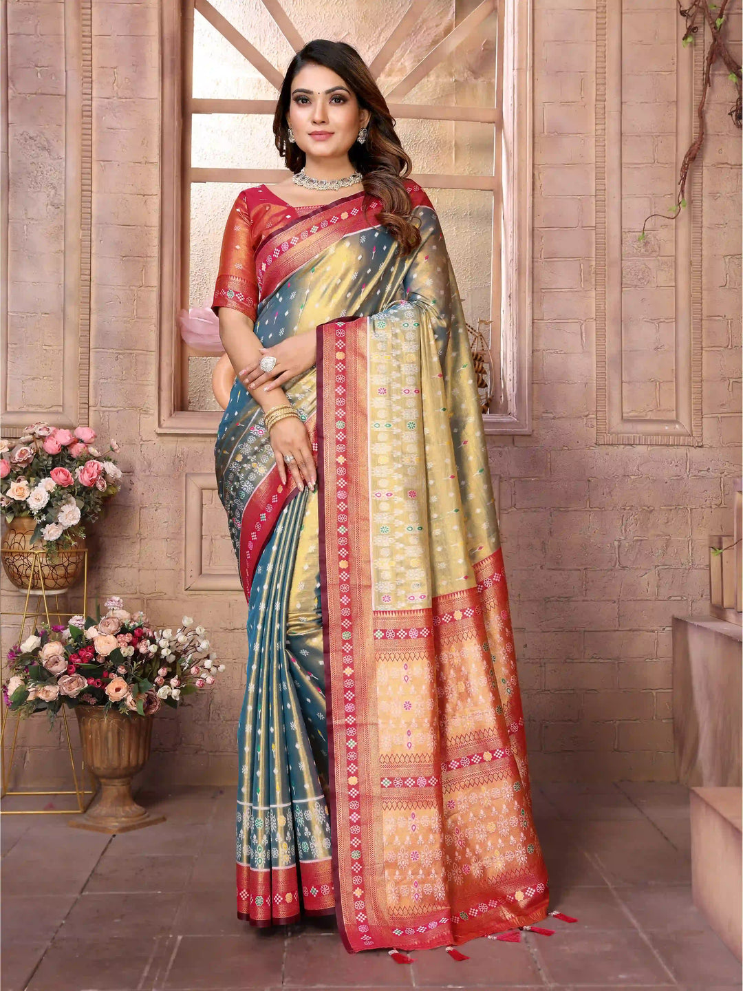 Graceful Patola Wevon Saree in Banarasi Tissue Silk