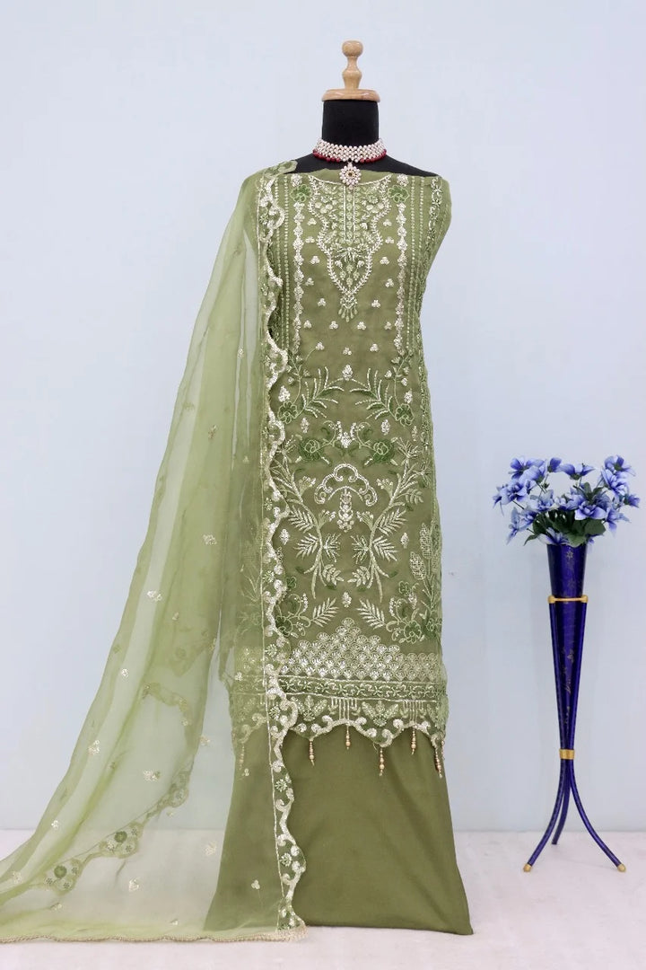 Trendy Festive Wear Embroidered Organza Salwar Suit