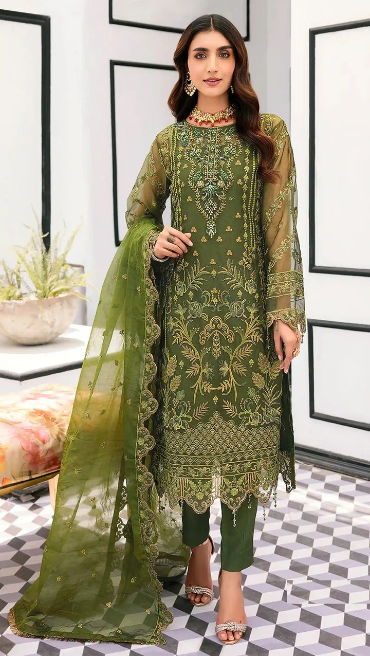 Trendy Festive Wear Embroidered Organza Salwar Suit