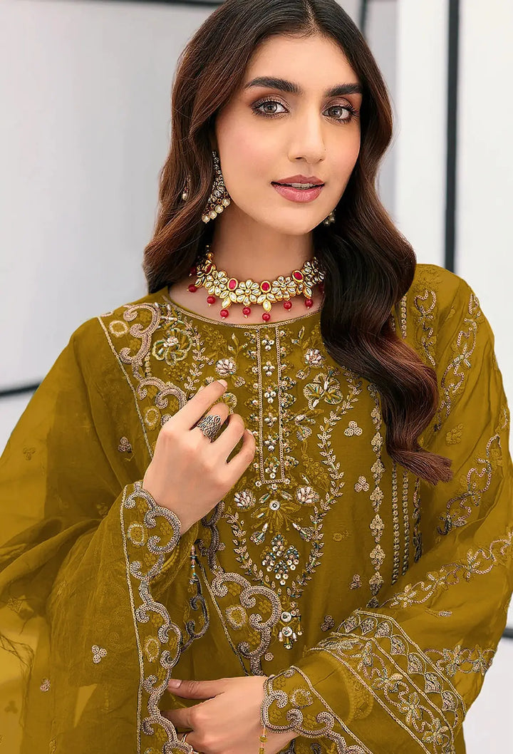 Trendy Festive Wear Embroidered Organza Salwar Suit