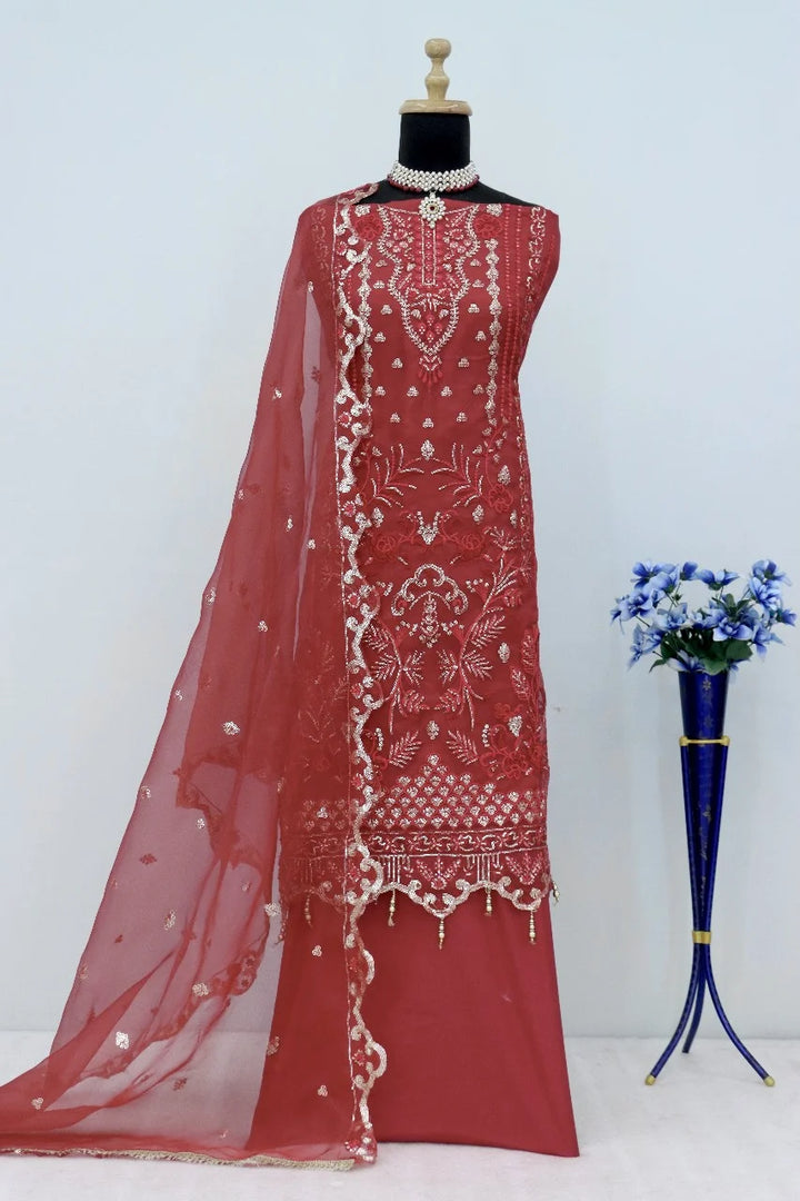 Trendy Festive Wear Embroidered Organza Salwar Suit