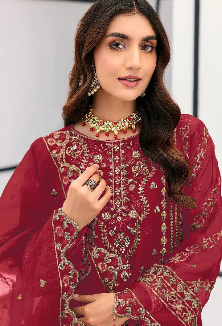 Trendy Festive Wear Embroidered Organza Salwar Suit
