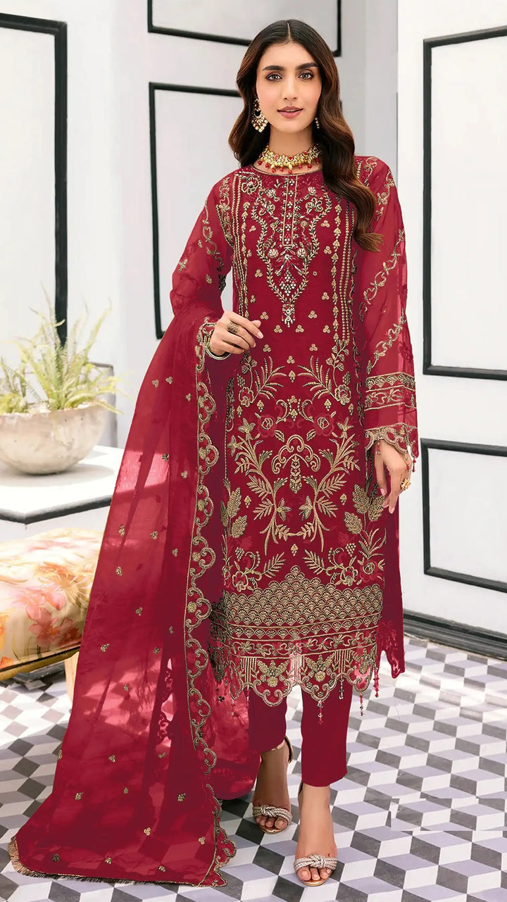 Trendy Festive Wear Embroidered Organza Salwar Suit